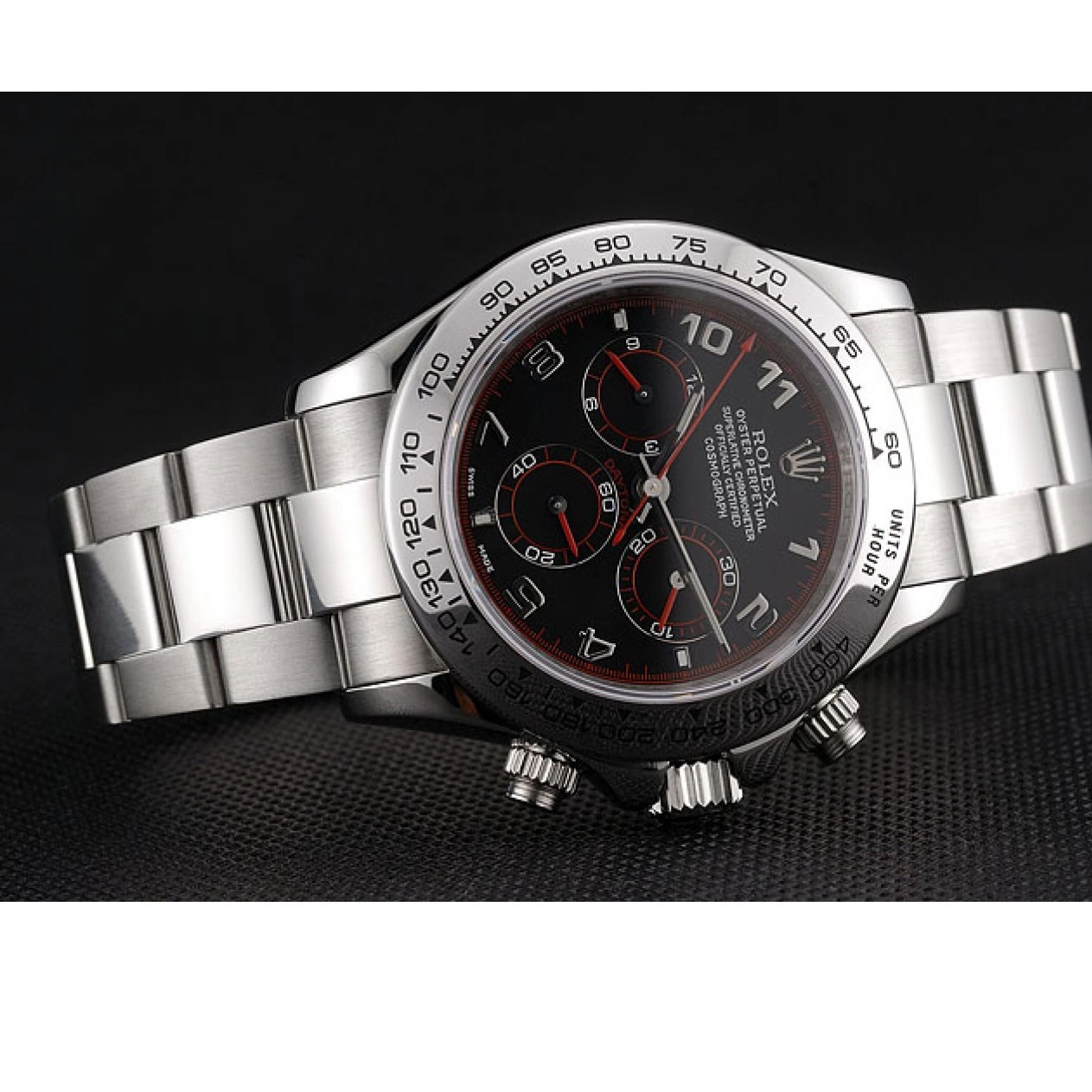 AAA Replica Watches Dial Rolex Steel 80296 Bracelet Black Stainless Swiss Daytona 0821
